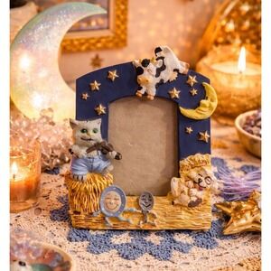 Cat & Fiddle Nursery Rhyme picture frame Celestial Cow Moon 5x5"